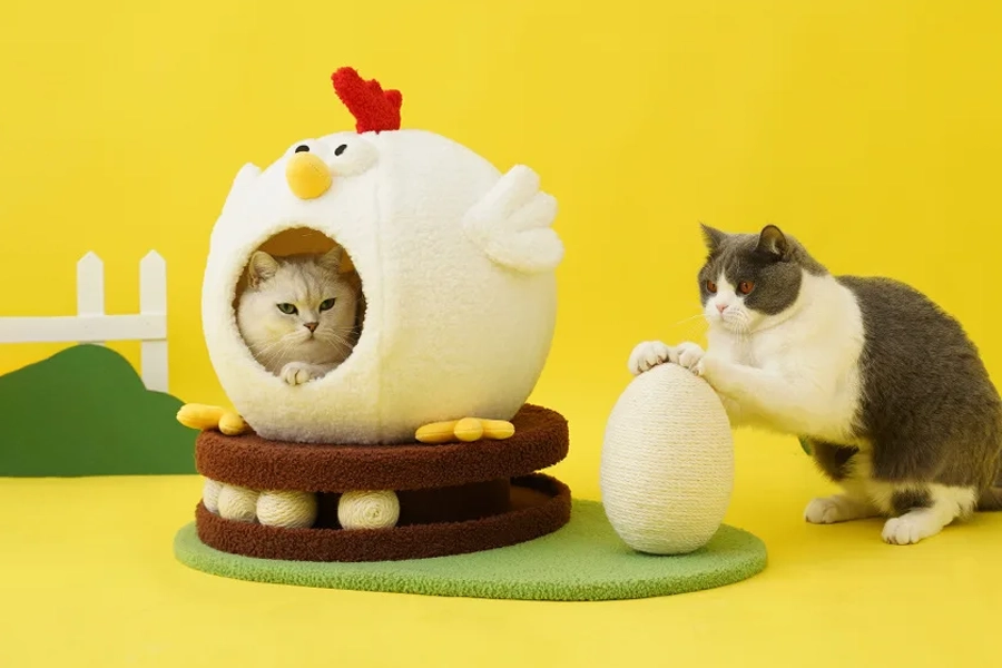 Interactive Cat Bed with Toy