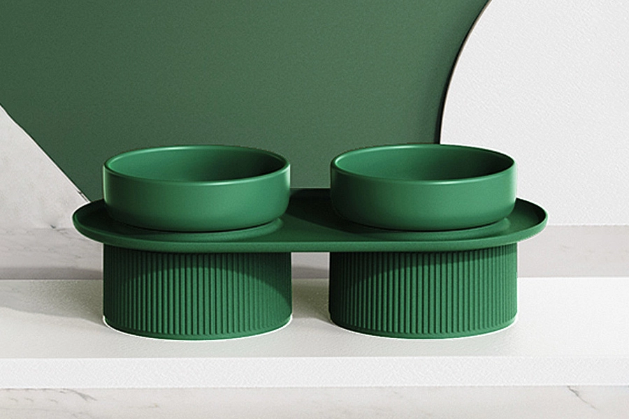 Elevated Double Dog Food and Water Bowls with Stand