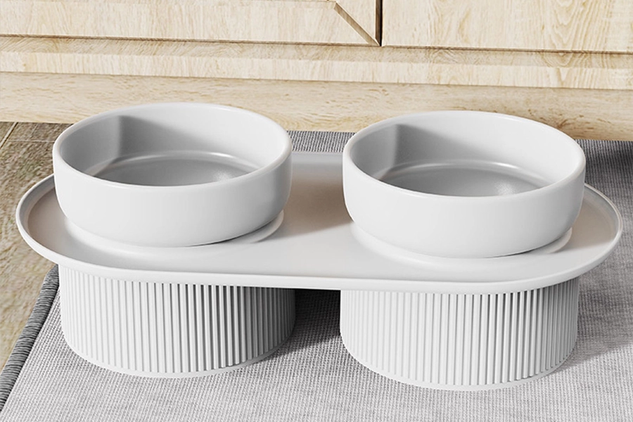 Elevated Double Dog Food and Water Bowls with Stand